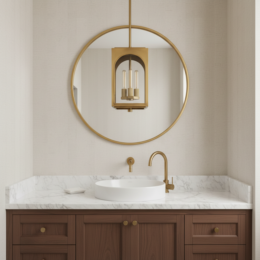 Riviko Palladian Outdoor Pendant - elegant American powder room