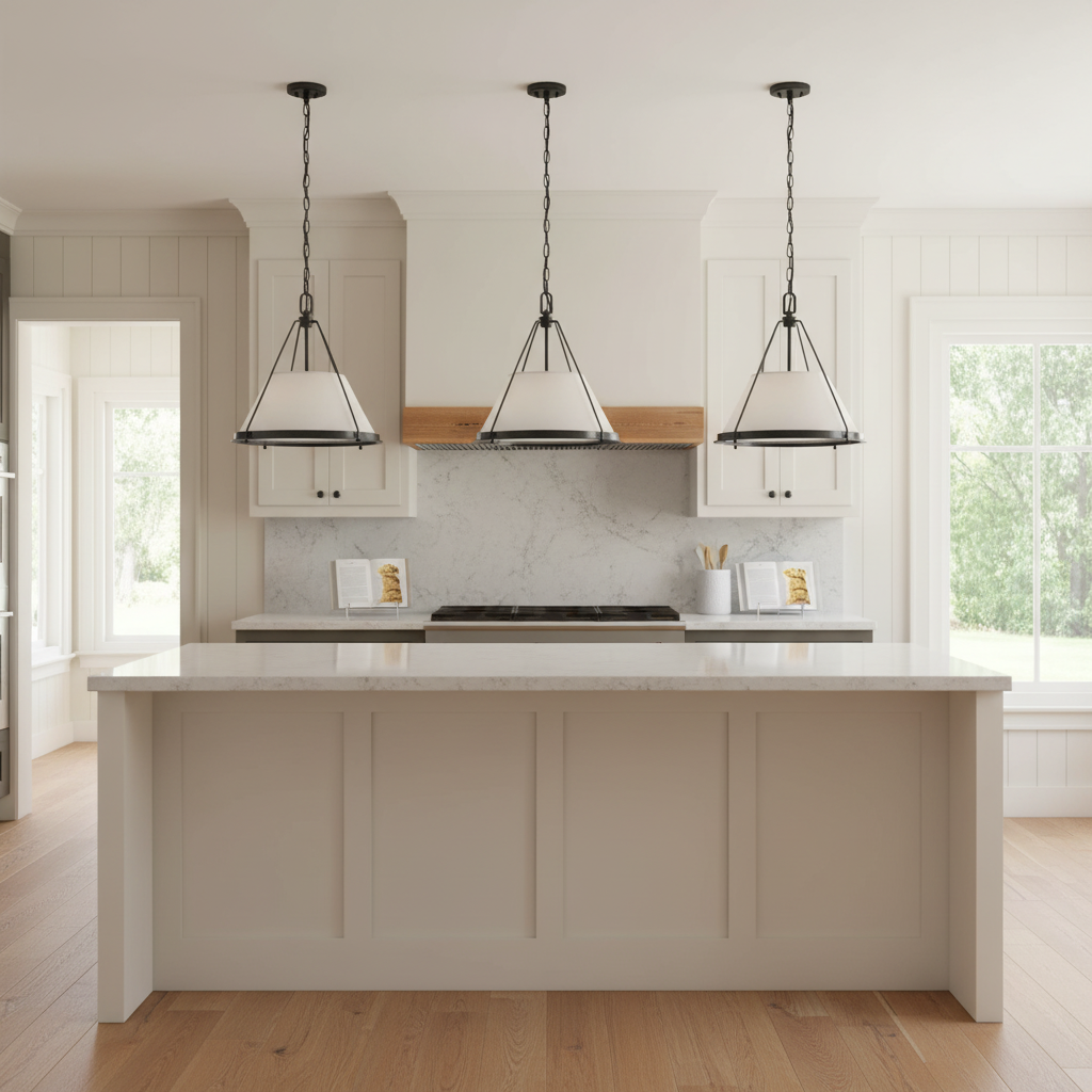 Riviko Artisan Brass & Linen Pendant - Background Shot