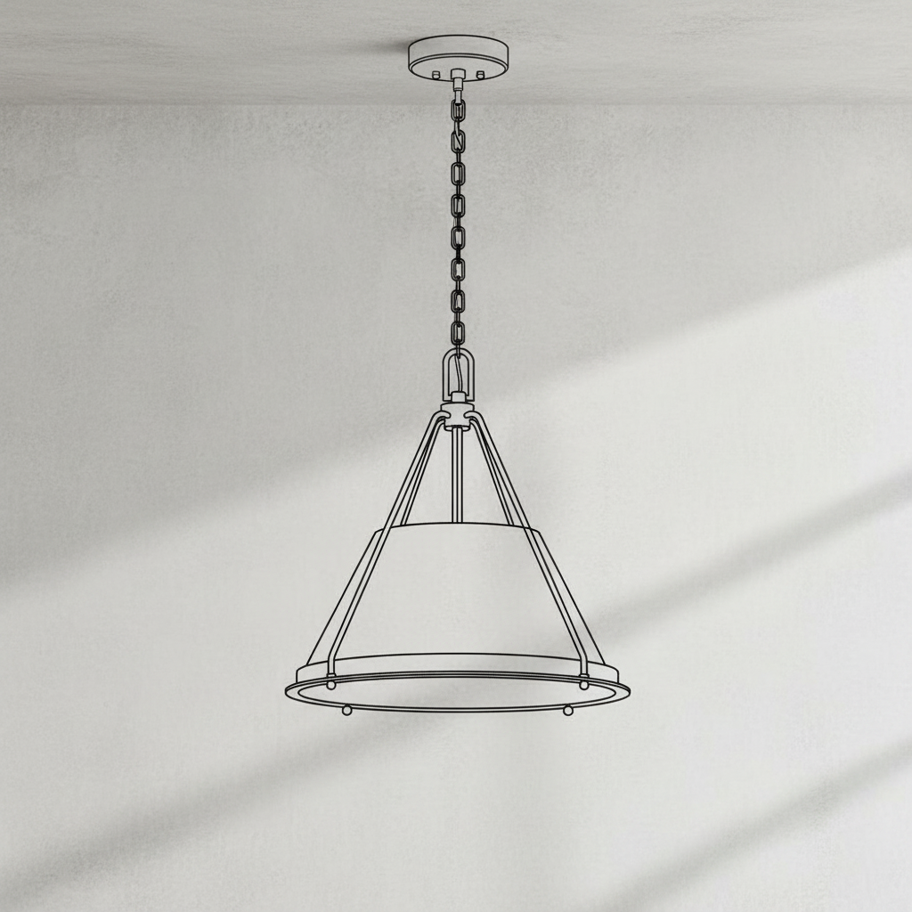 Riviko Artisan Brass & Linen Pendant - Background Shot