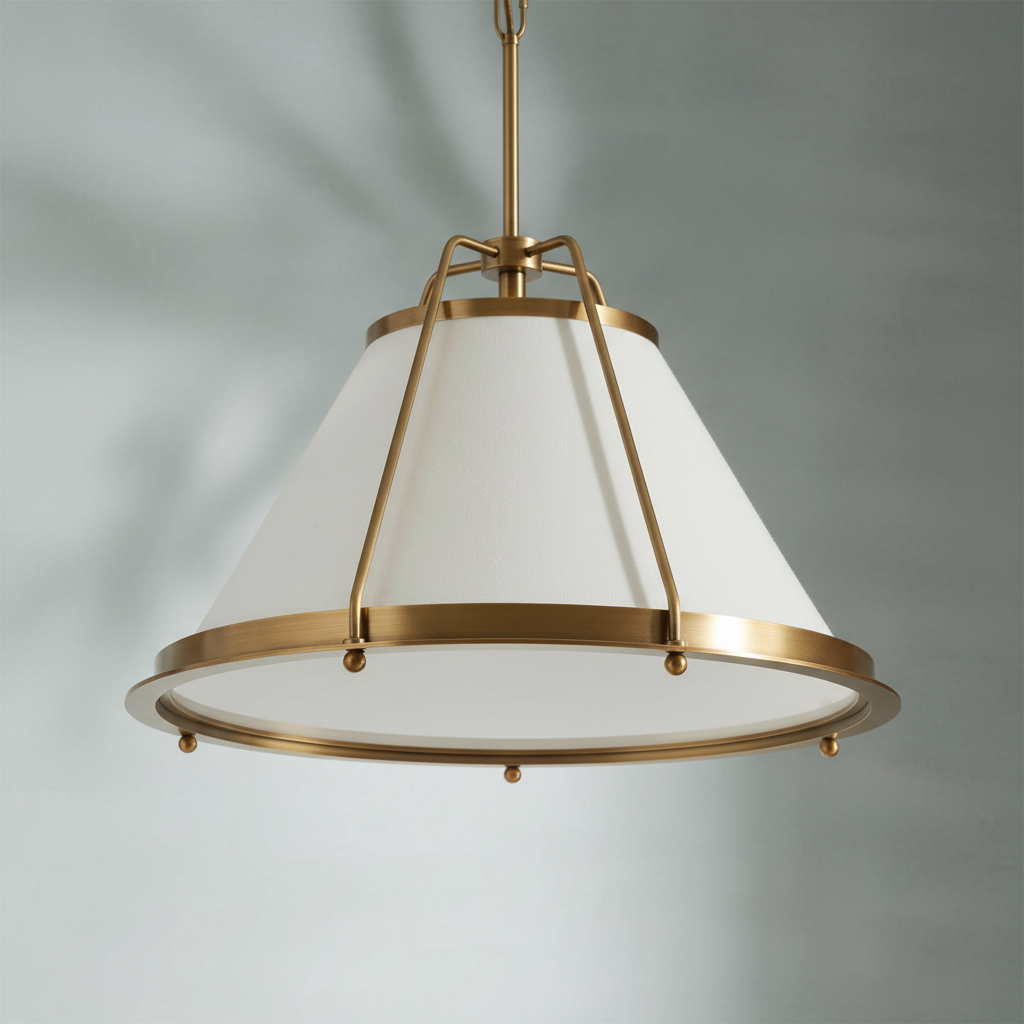Riviko Artisan Brass & Linen Pendant - Background Shot
