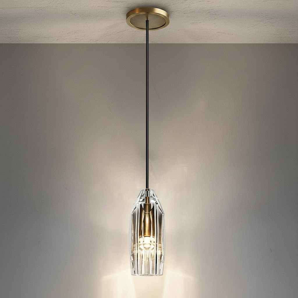Riviko Radiant Solitaire Brass Pendant Light - Background Shot