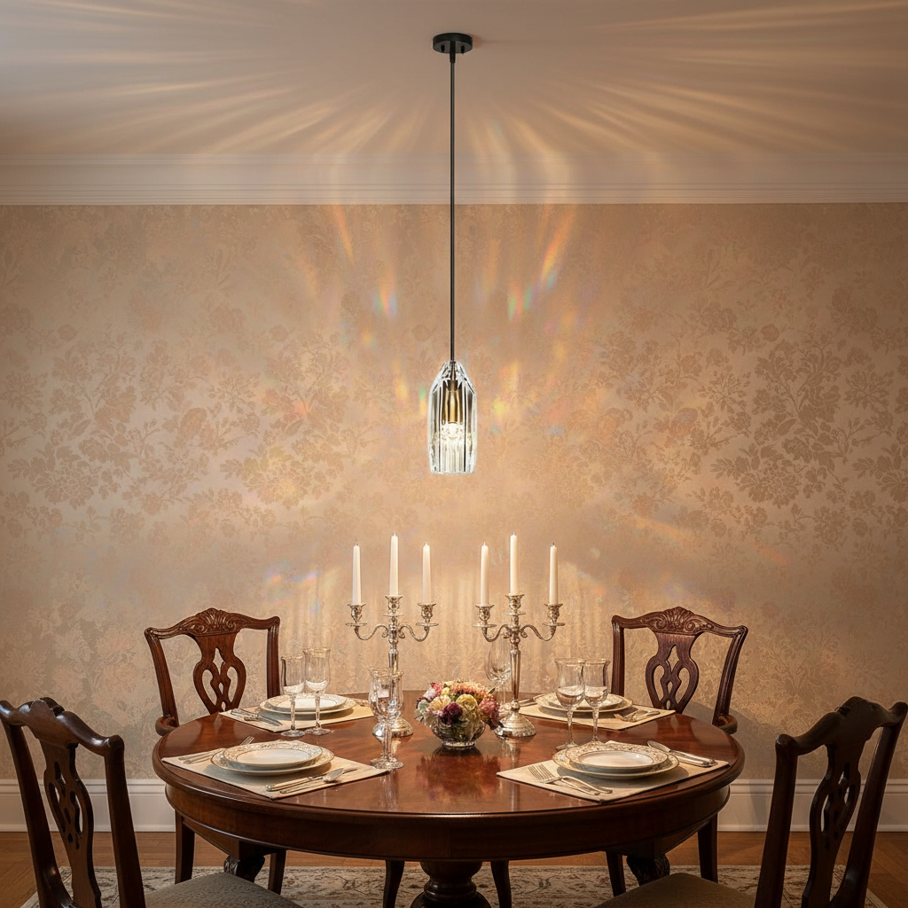Riviko Radiant Solitaire Brass Pendant Light - formal American dining room