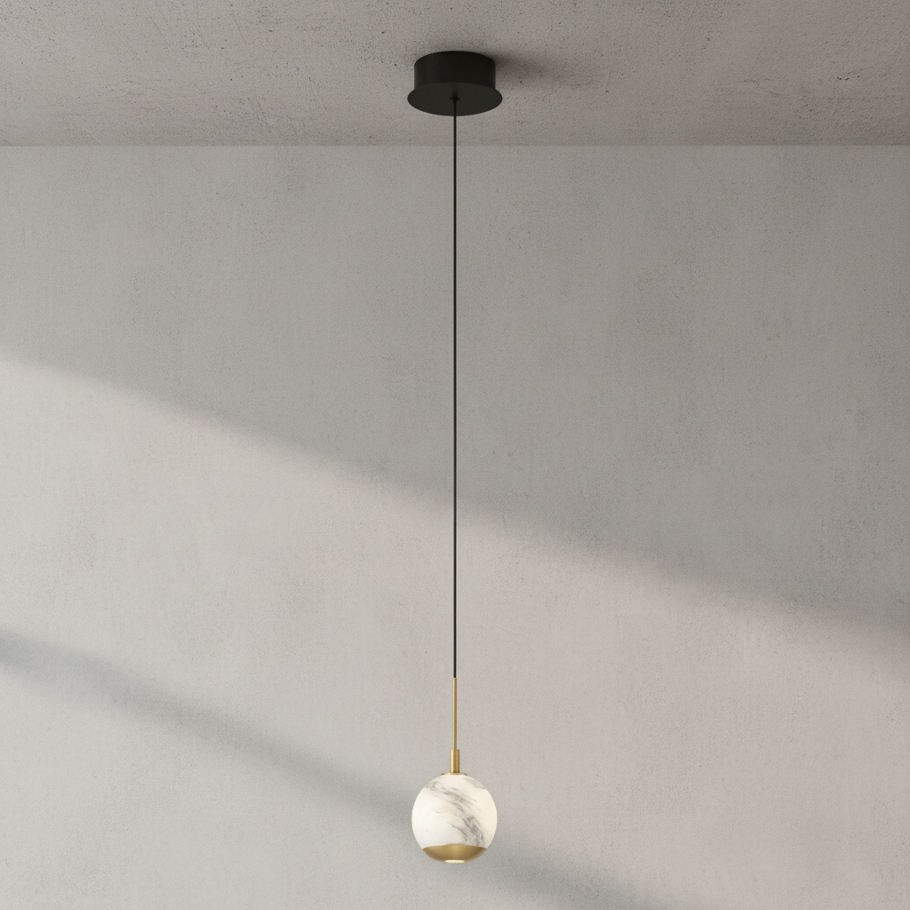 Riviko Alabaster Bloom Round LED Pendant - Background Shot