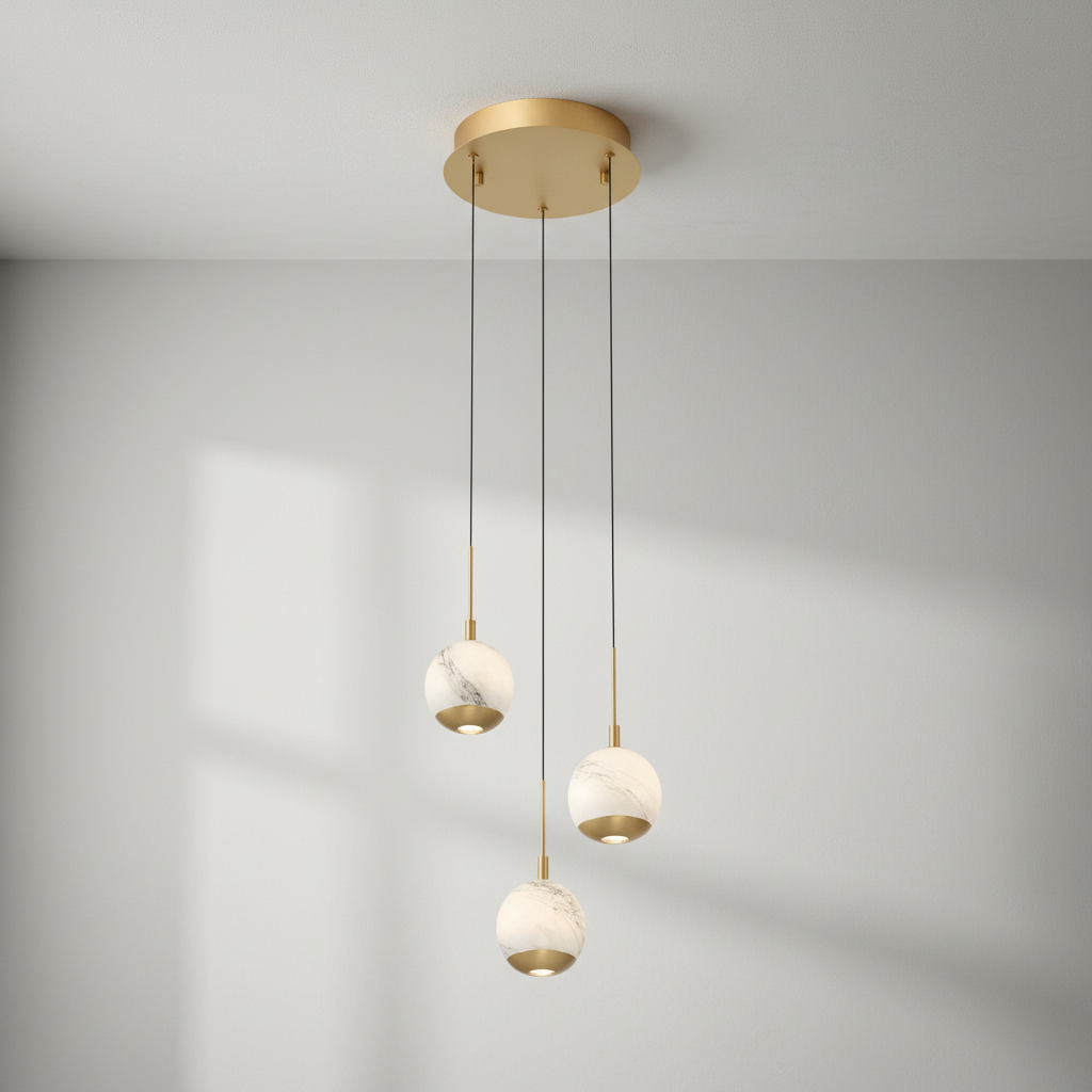 Riviko Alabaster Bloom Round LED Pendant - Background Shot