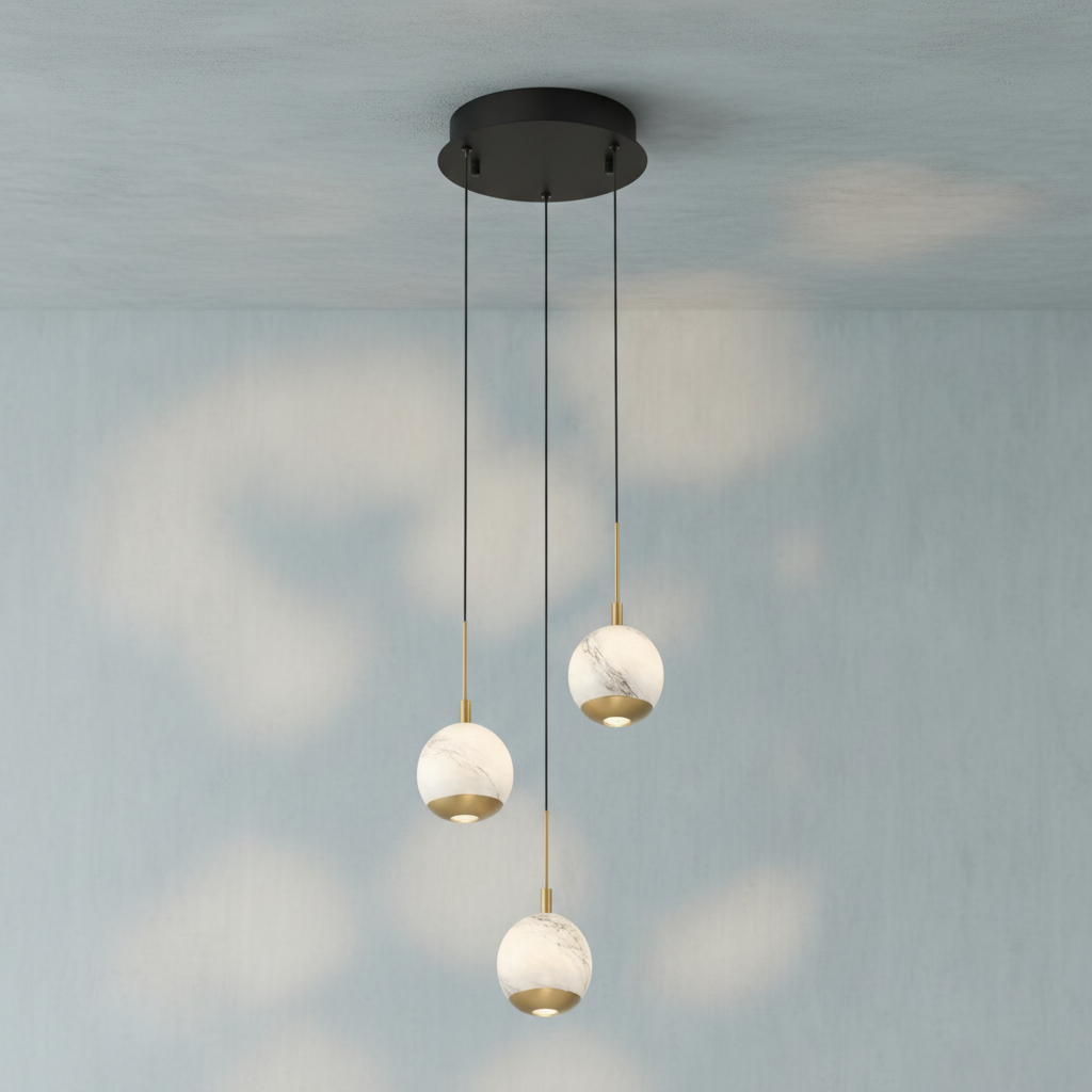 Riviko Alabaster Bloom Round LED Pendant - Background Shot
