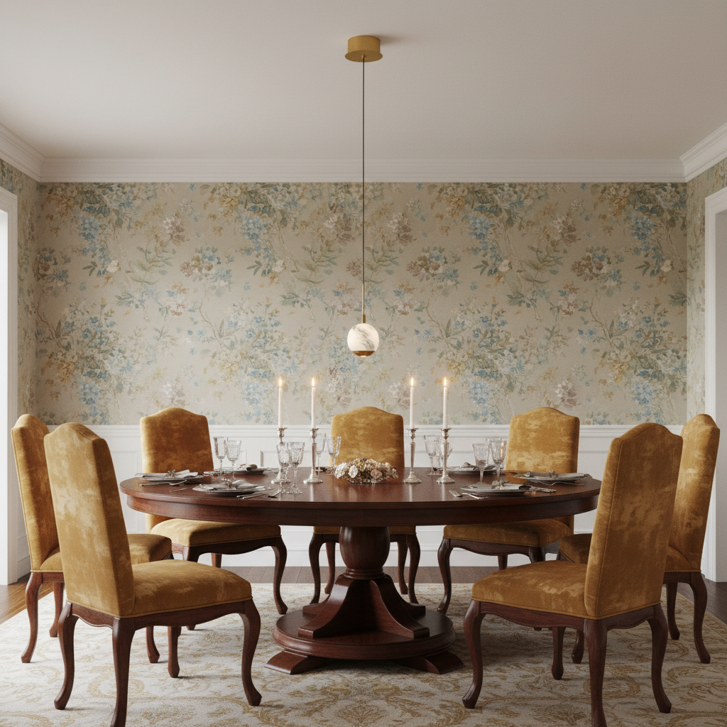 Riviko Alabaster Bloom Round LED Pendant - formal American dining room