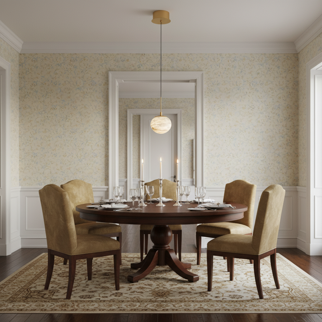 Riviko Alabaster Orb LED Pendant - formal American dining room