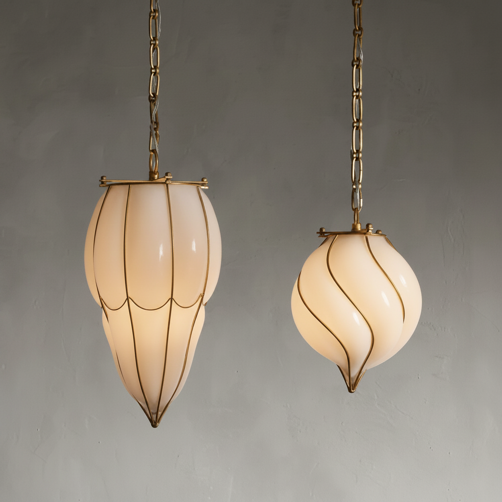 Riviko Veridian Bloom Glass Pendant - Background Shot
