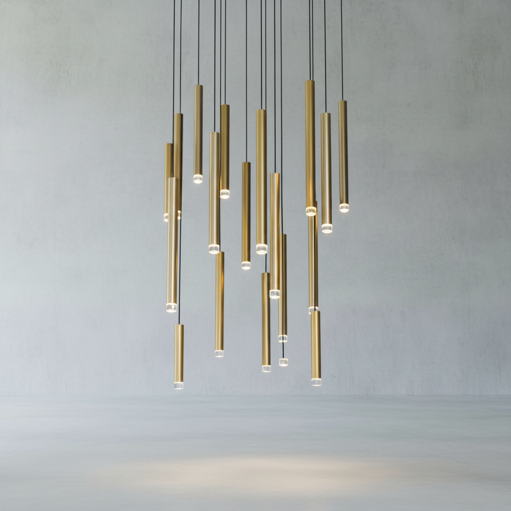 Riviko Aura Cascade Tube Pendant Light - Background Shot