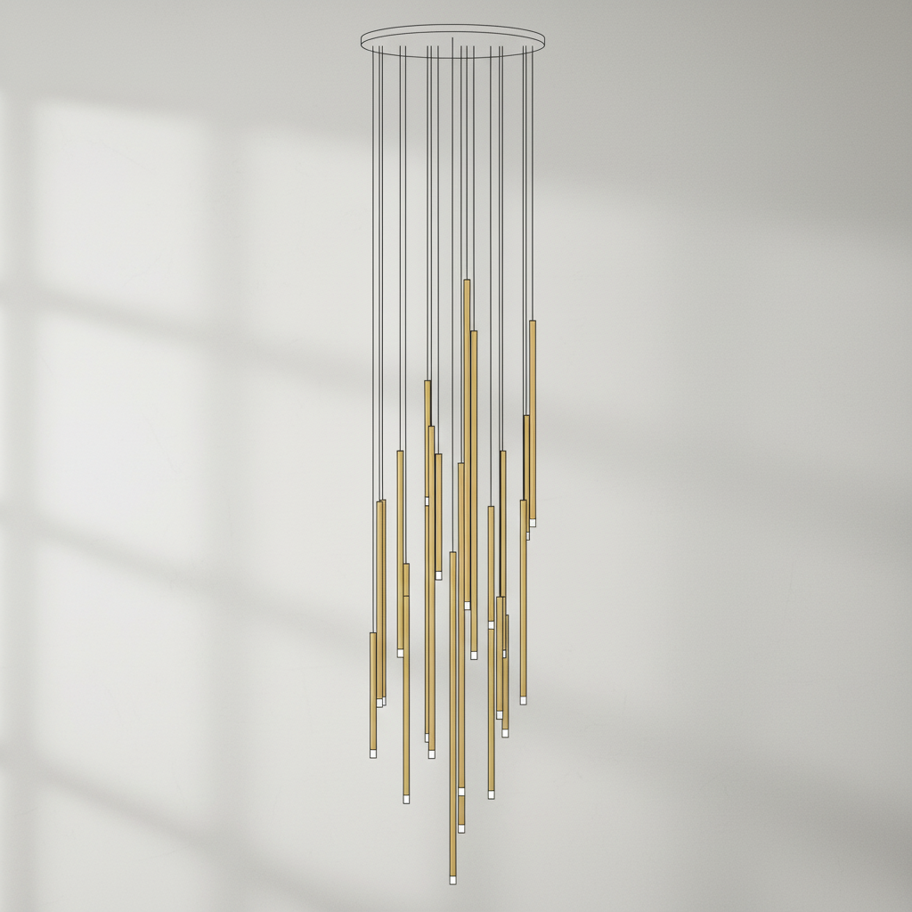 Riviko Aura Cascade Tube Pendant Light - Background Shot