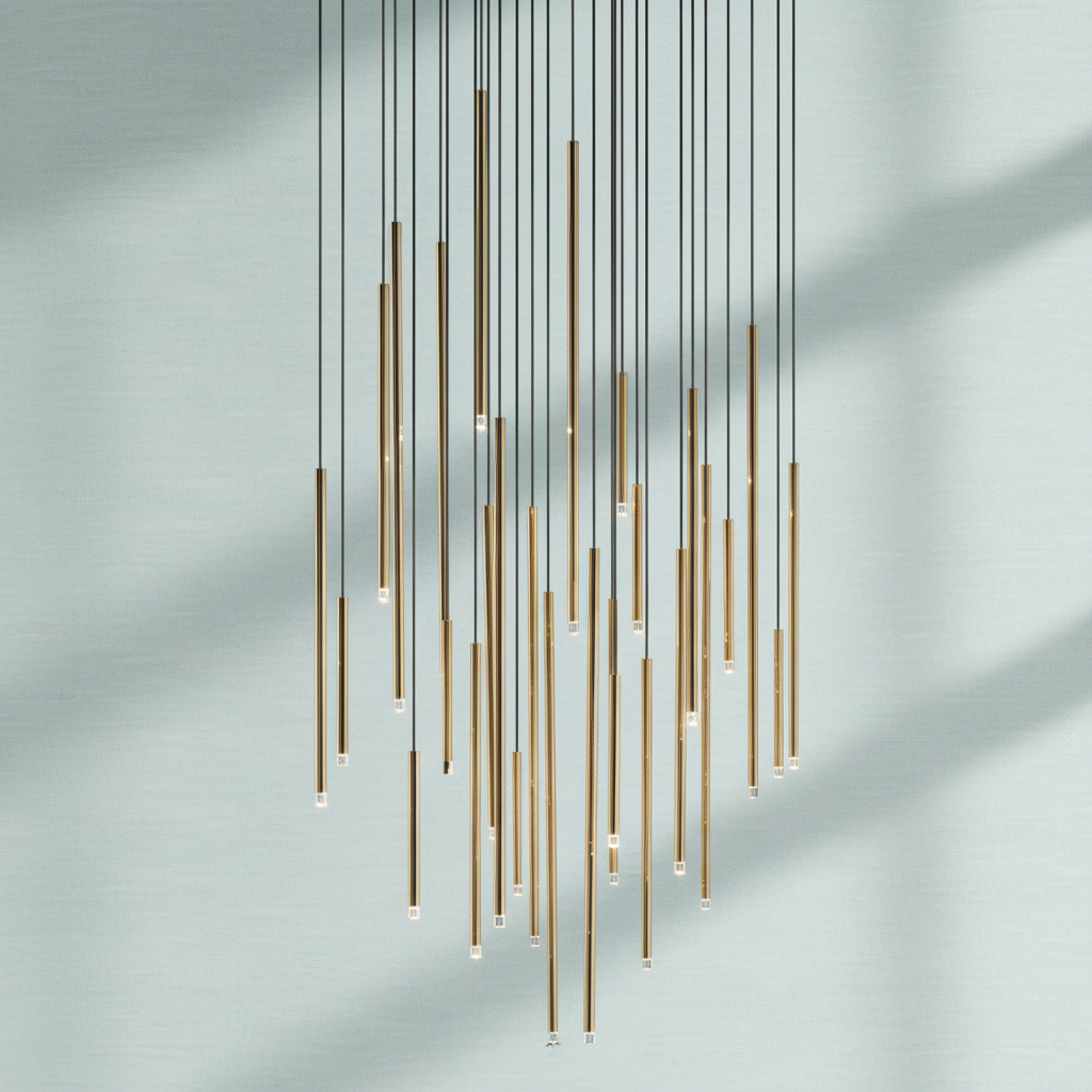Riviko Aura Cascade Tube Pendant Light - Background Shot
