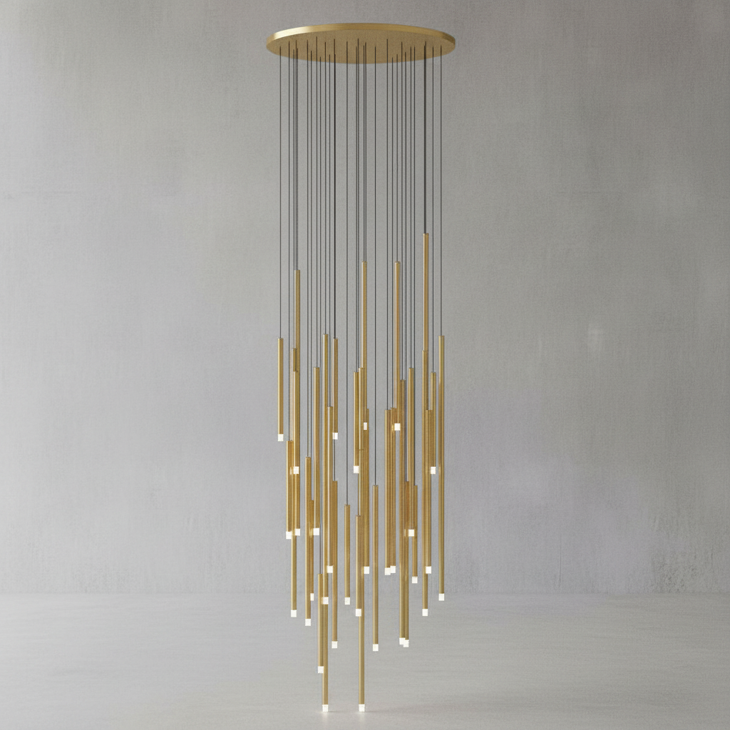 Riviko Aura Cascade Tube Pendant Light - Background Shot