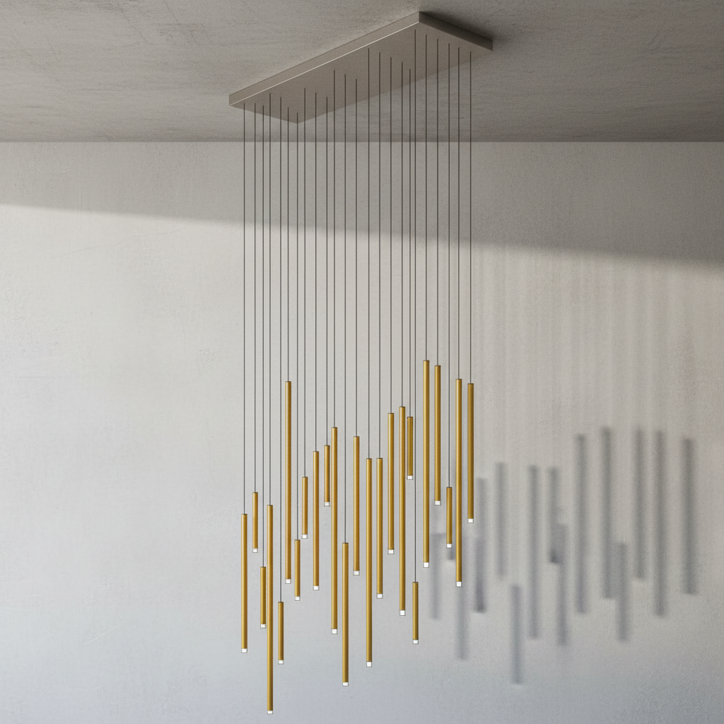 Riviko Aura Cascade Tube Pendant Light - Background Shot