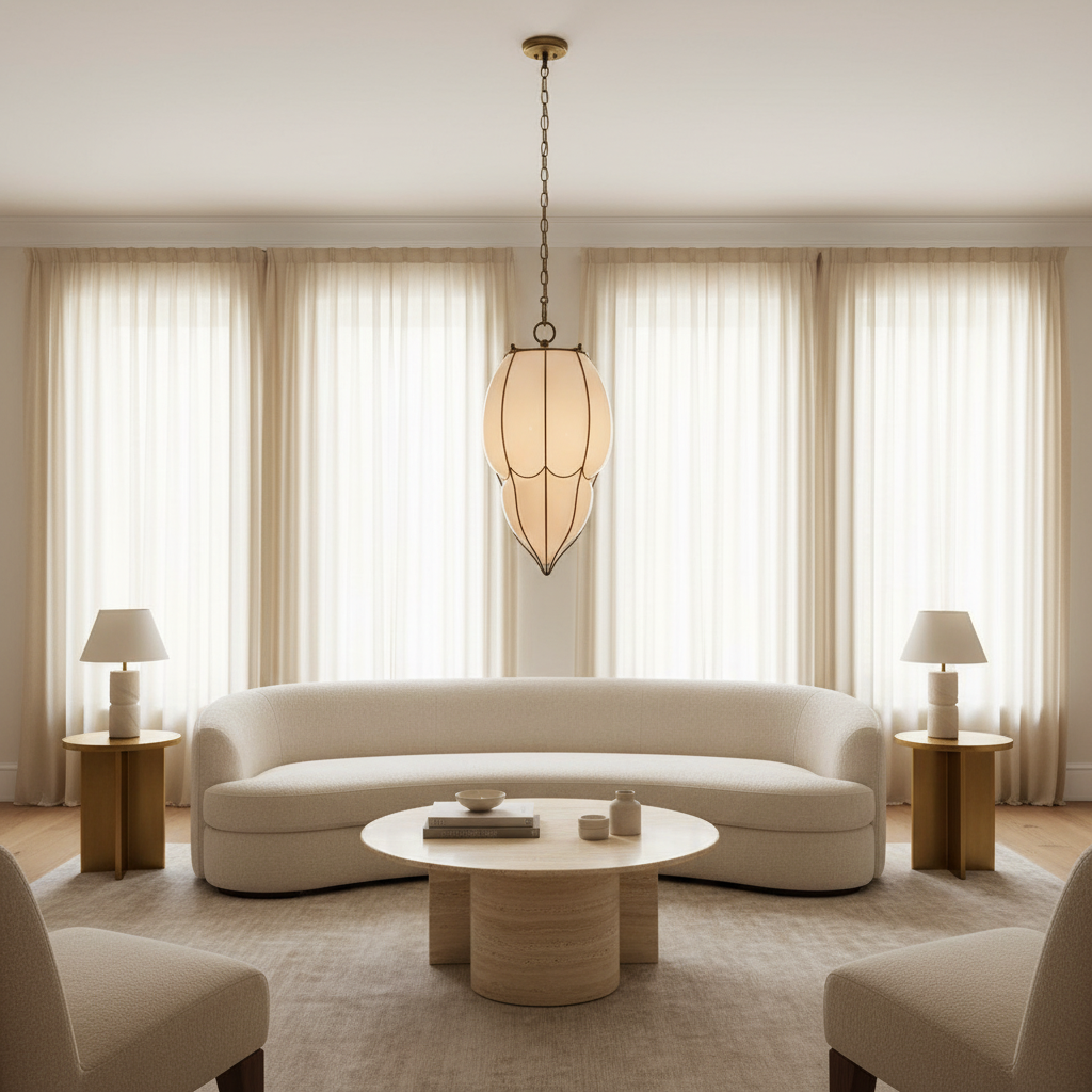 Riviko Veridian Bloom Glass Pendant - sophisticated American living room