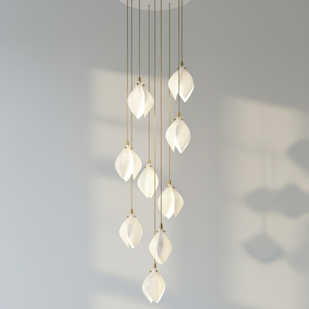 Riviko Porcelain Petal Cascade Pendant Light - Background Shot