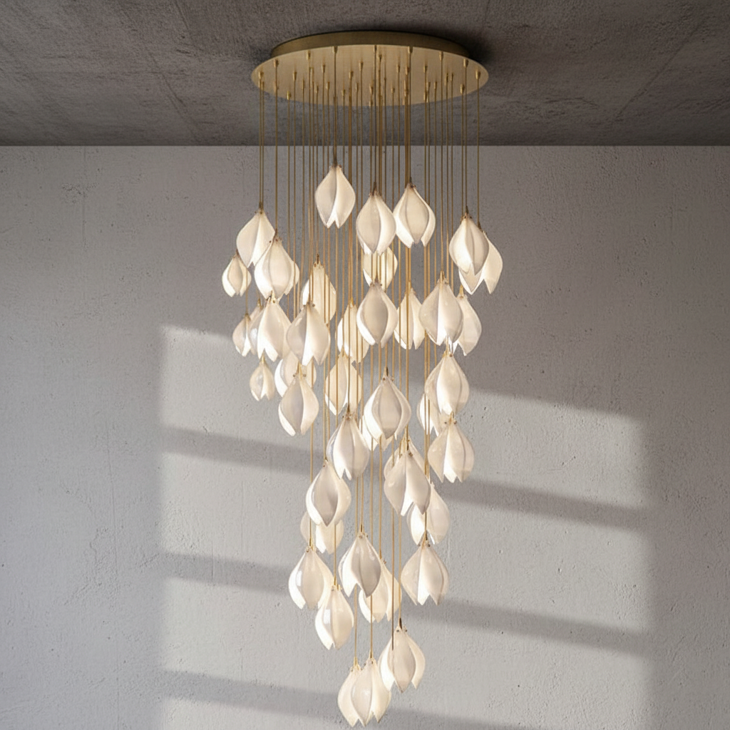 Riviko Porcelain Petal Cascade Pendant Light - Background Shot