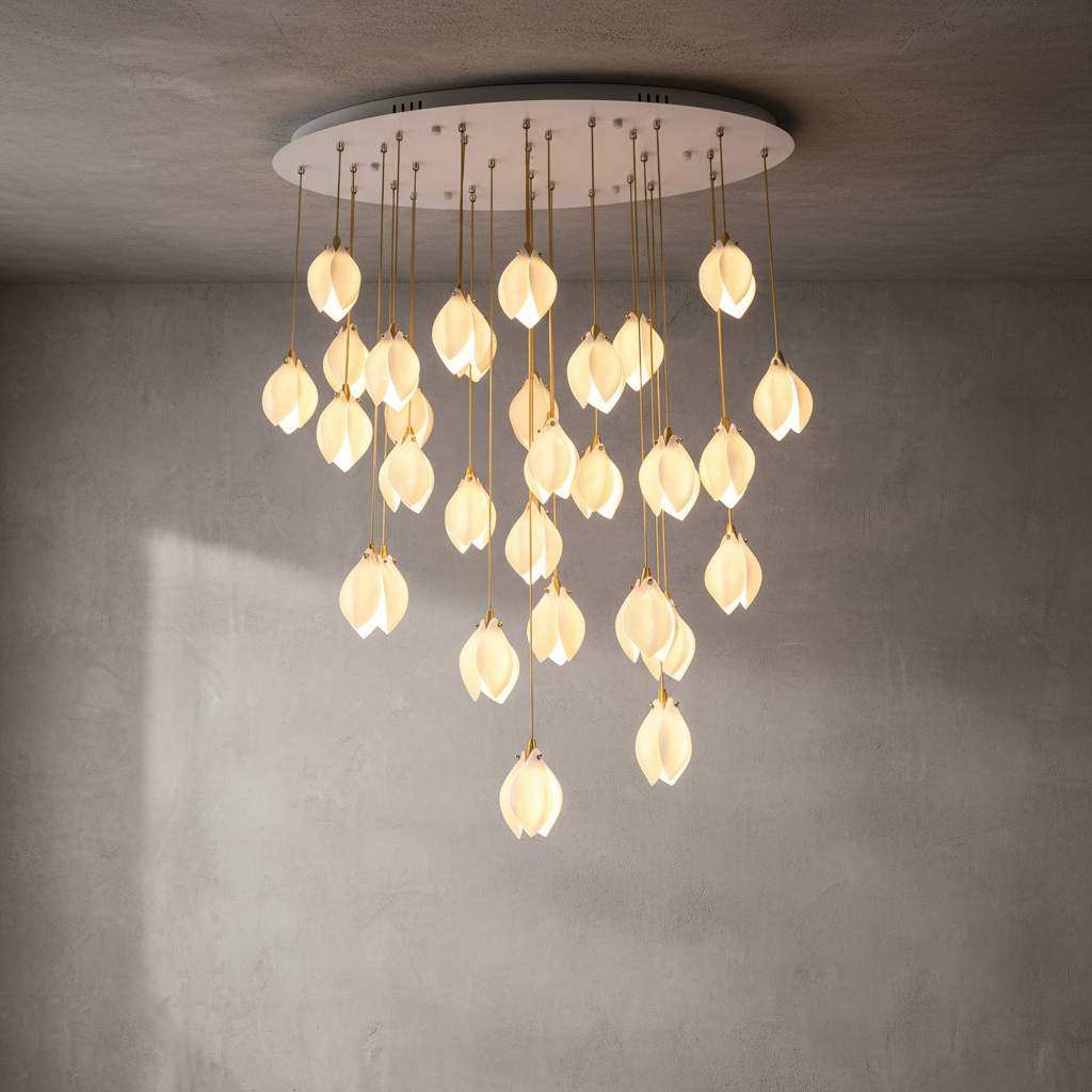 Riviko Porcelain Petal Cascade Pendant Light - Background Shot