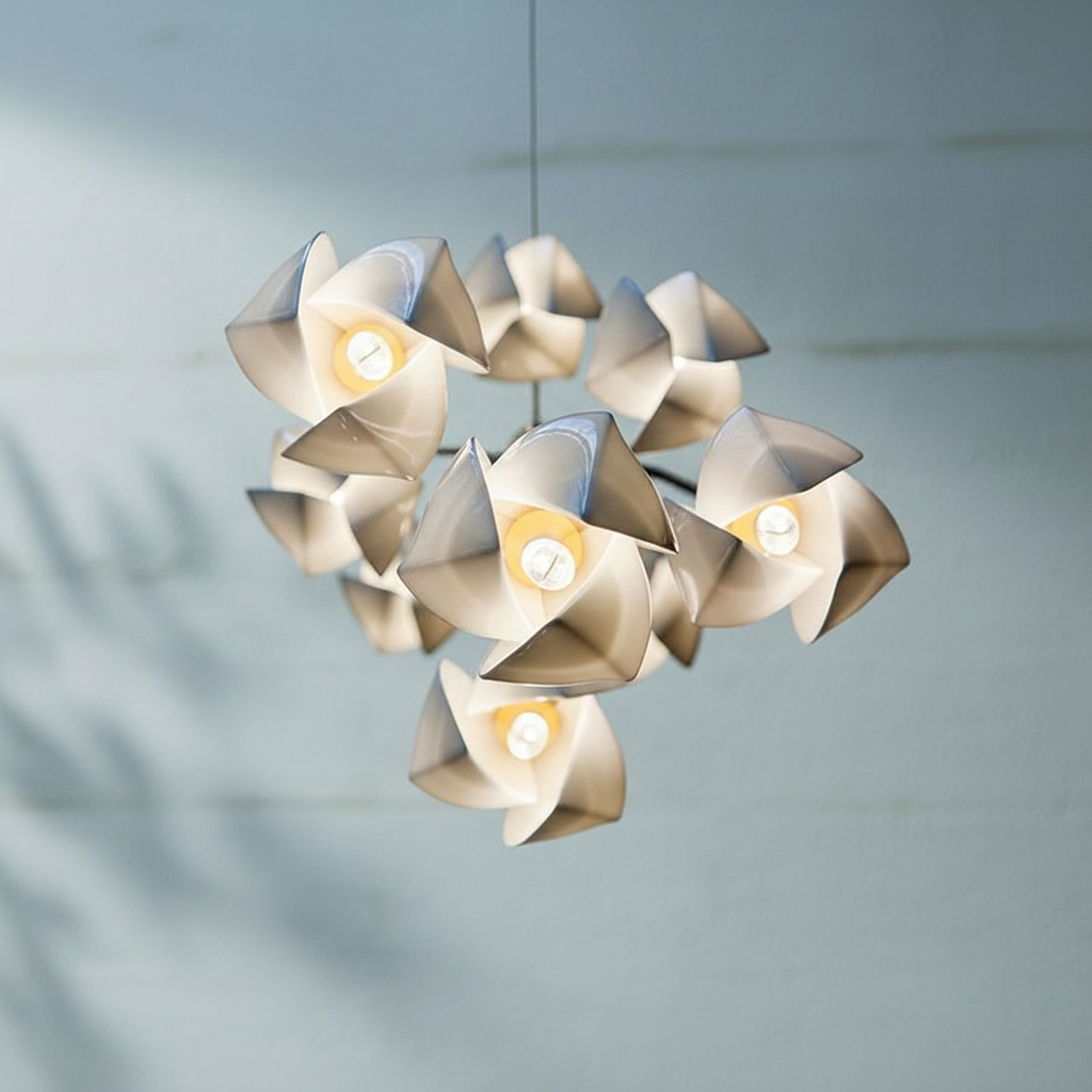 Riviko Porcelain Petal Cascade Pendant Light - Background Shot