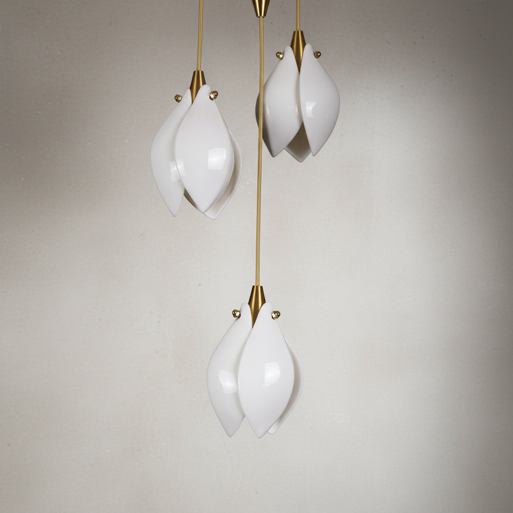 Riviko Porcelain Petal Cascade Pendant Light - Background Shot