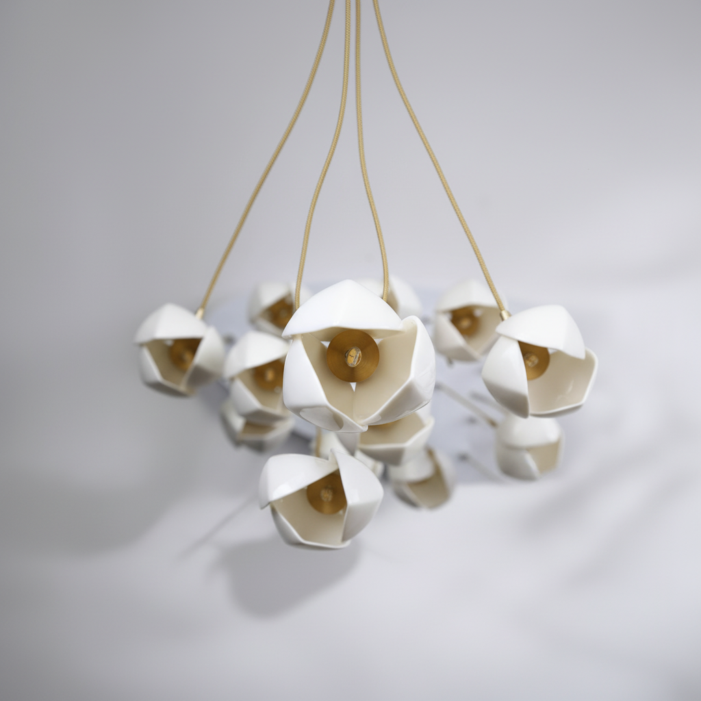 Riviko Porcelain Petal Cascade Pendant Light - Background Shot