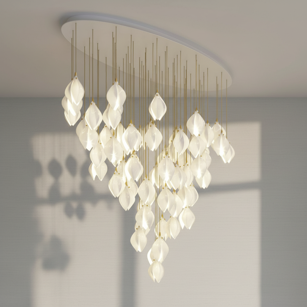 Riviko Porcelain Petal Cascade Pendant Light - Background Shot