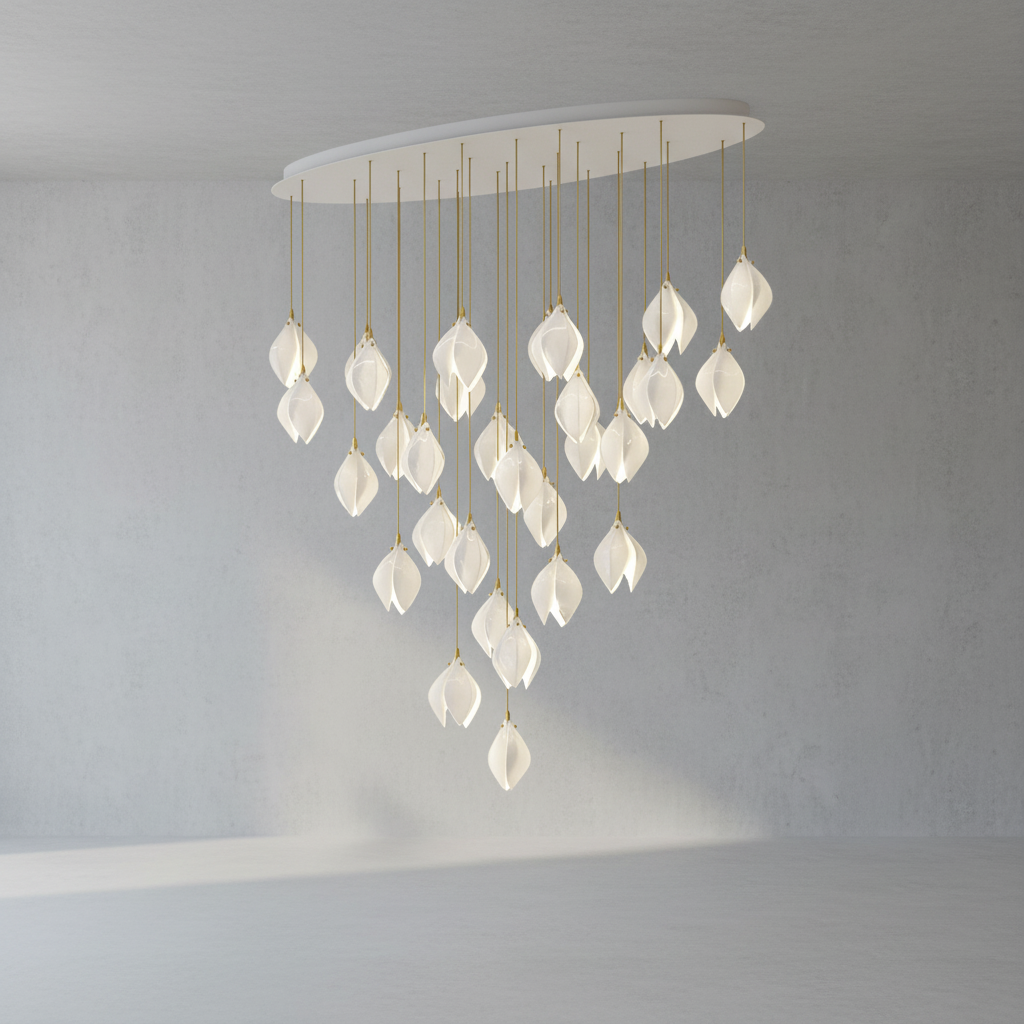 Riviko Porcelain Petal Cascade Pendant Light - Background Shot