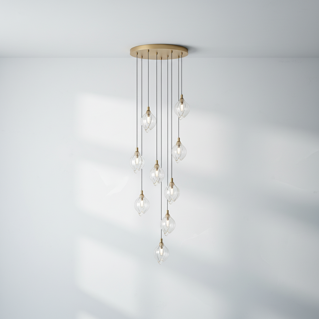 Riviko Porcelain Petal Cascade Pendant Light - Background Shot