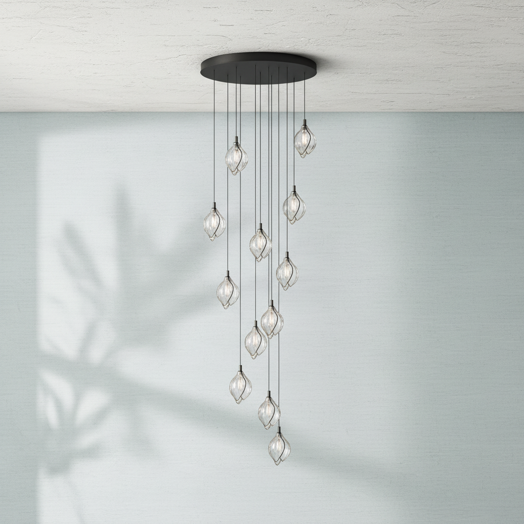 Riviko Porcelain Petal Cascade Pendant Light - Background Shot