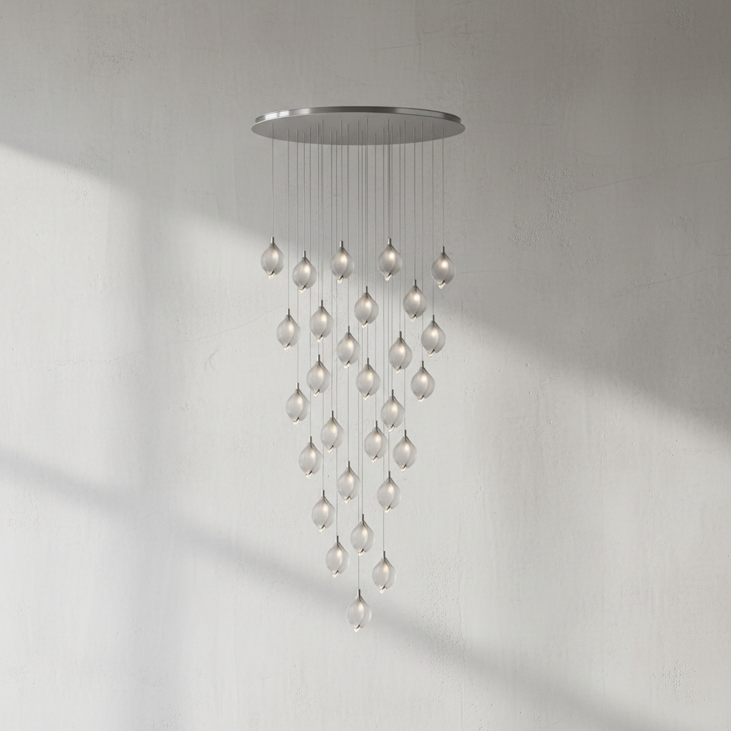 Riviko Porcelain Petal Cascade Pendant Light - Background Shot