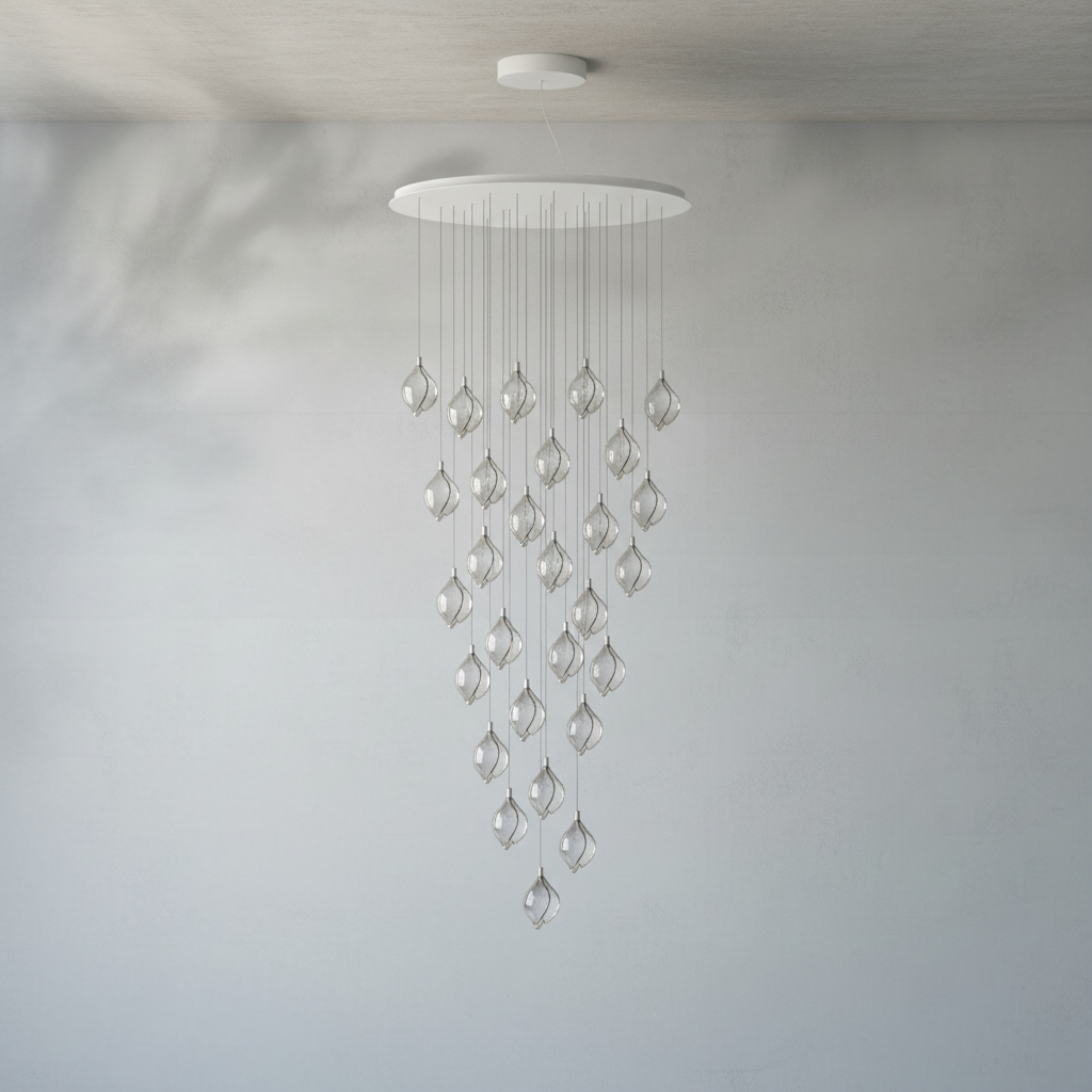 Riviko Porcelain Petal Cascade Pendant Light - Background Shot