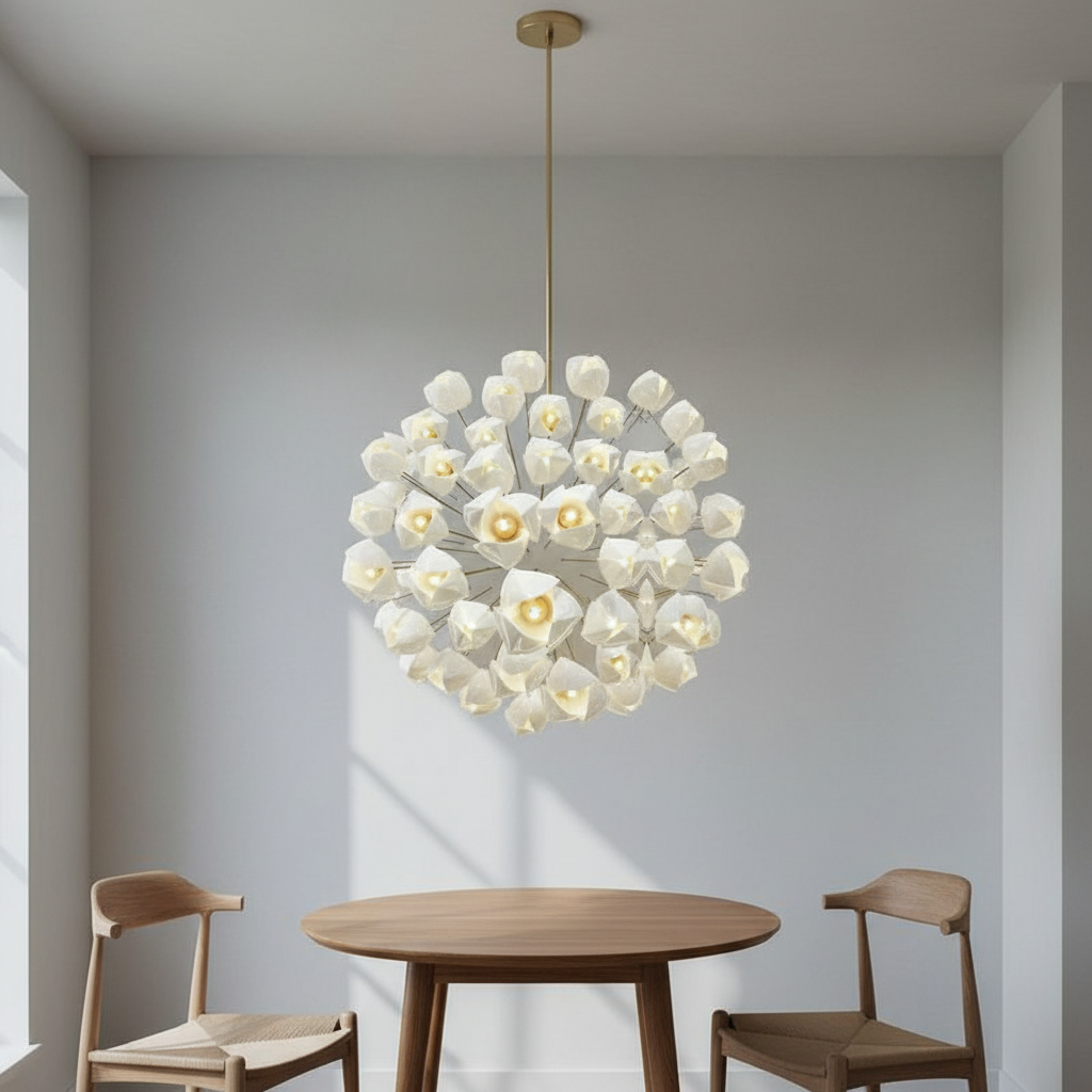 Riviko Porcelain Petal Cascade Pendant Light - Background Shot