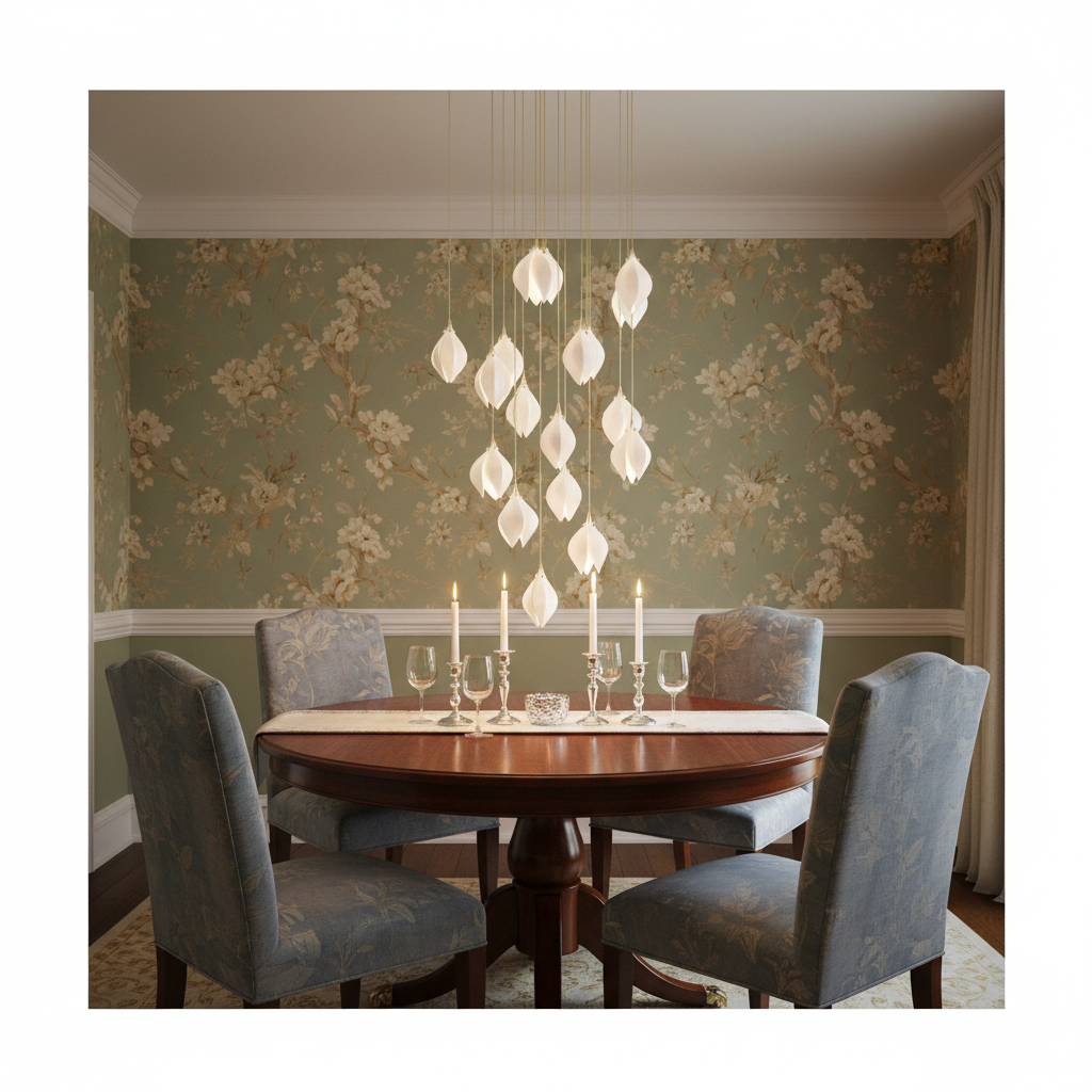 Riviko Porcelain Petal Cascade Pendant Light - formal American dining room