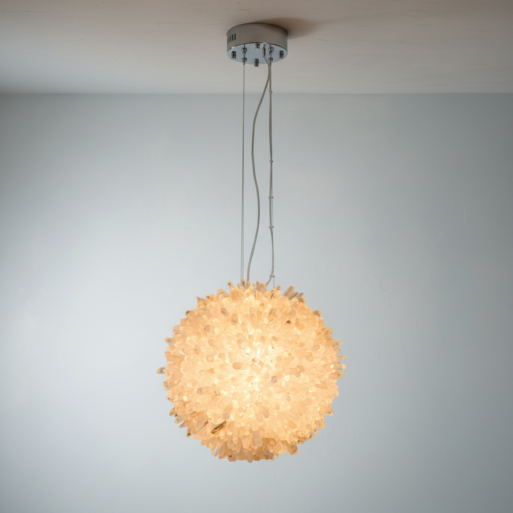Riviko Geode Radiance Quartz Crystal Ball Pendant Light - Background Shot