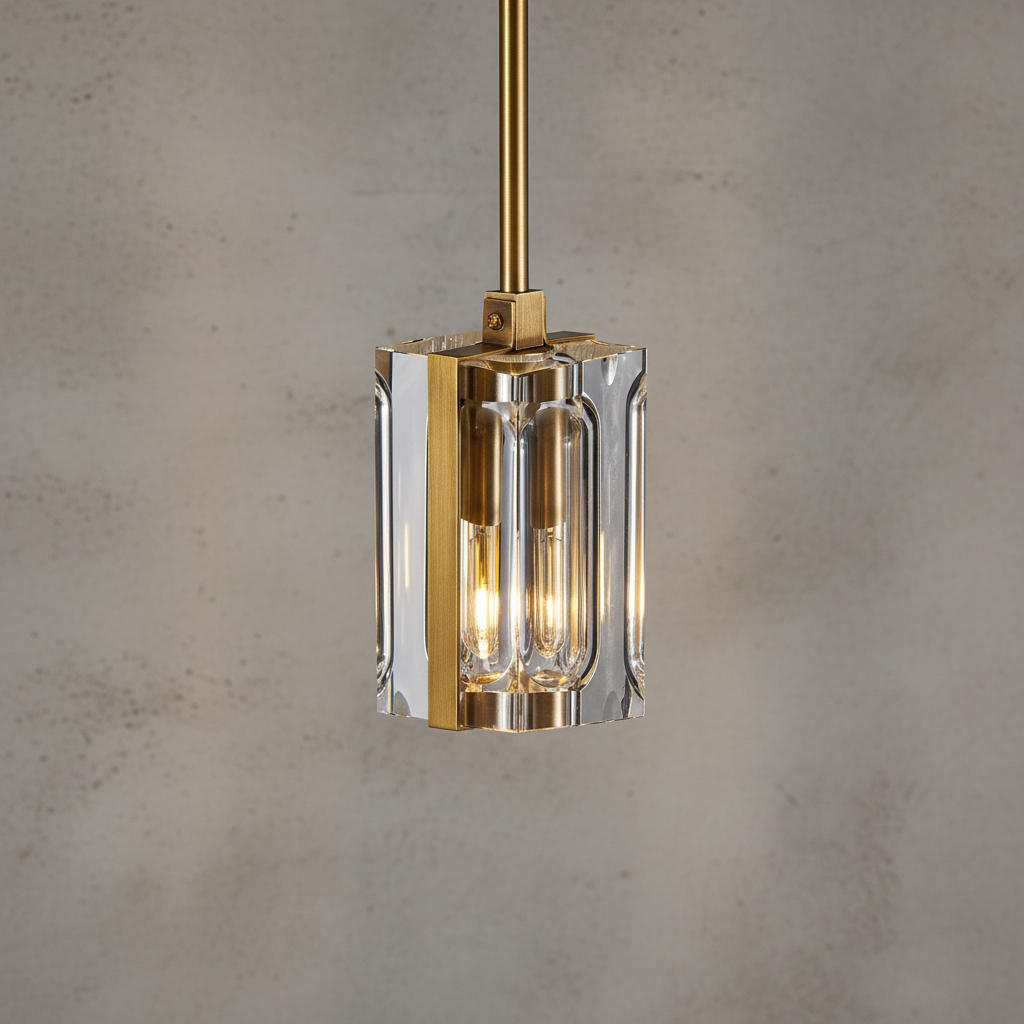 Riviko Gilded Prism Rectangular Pendant Light - Background Shot