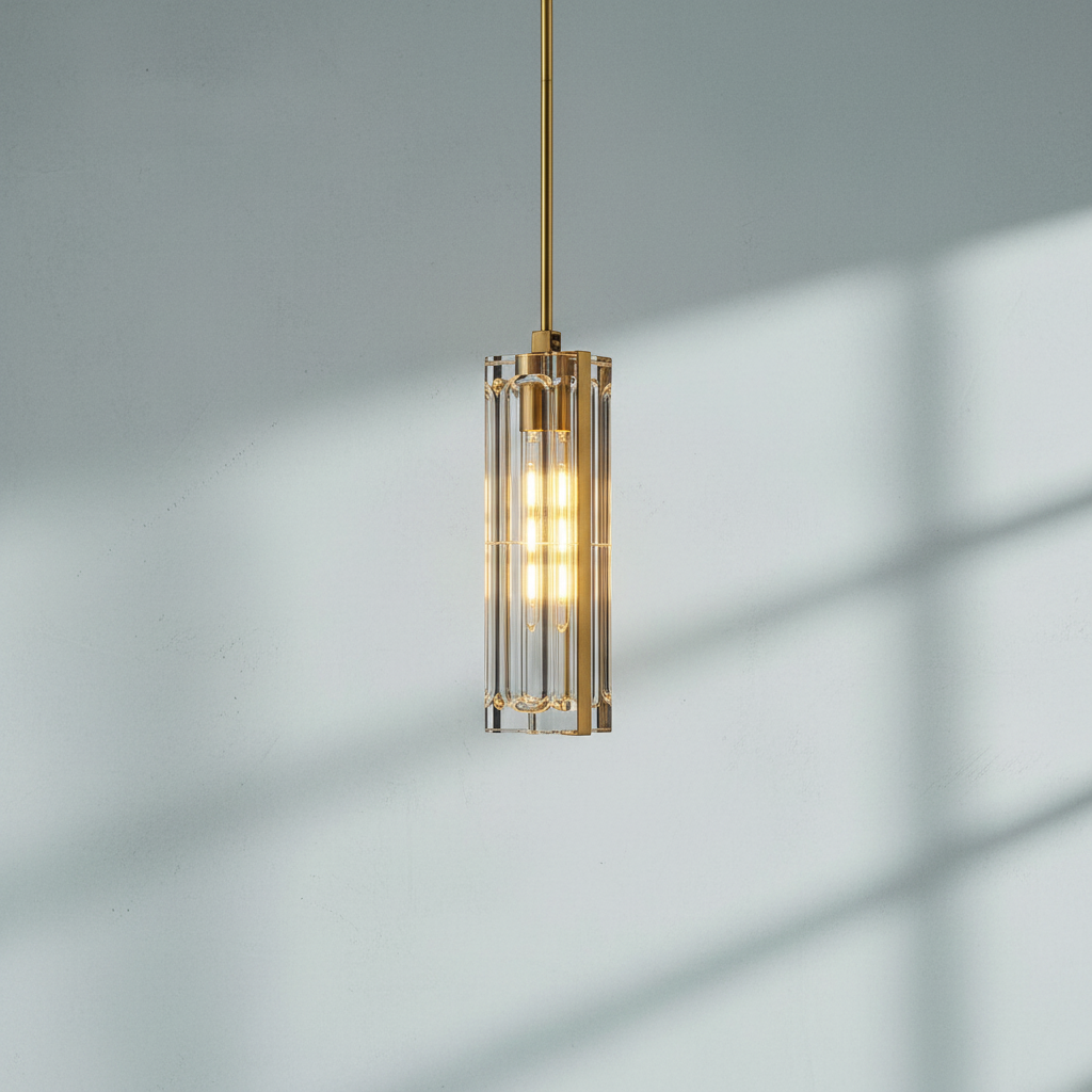 Riviko Gilded Prism Rectangular Pendant Light - Background Shot