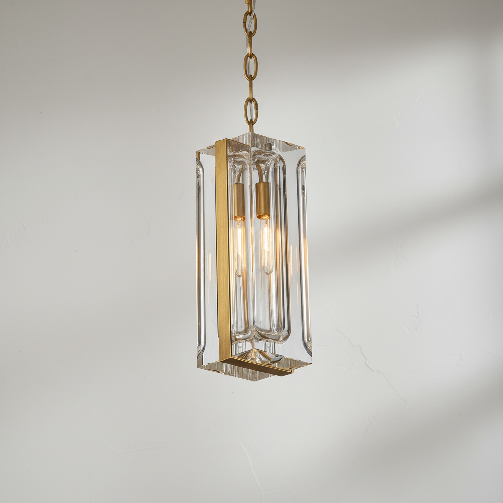 Riviko Gilded Prism Rectangular Pendant Light - Background Shot