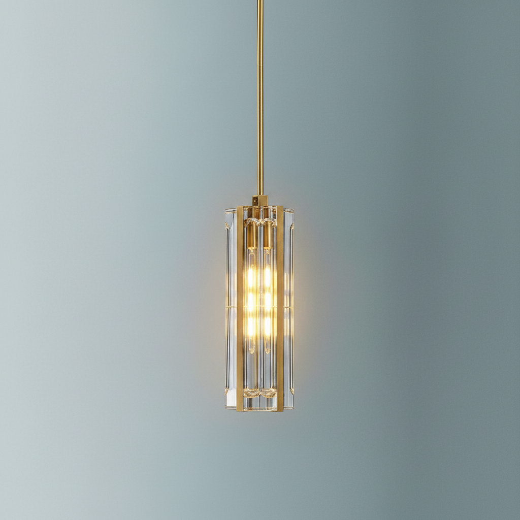 Riviko Gilded Prism Rectangular Pendant Light - Background Shot