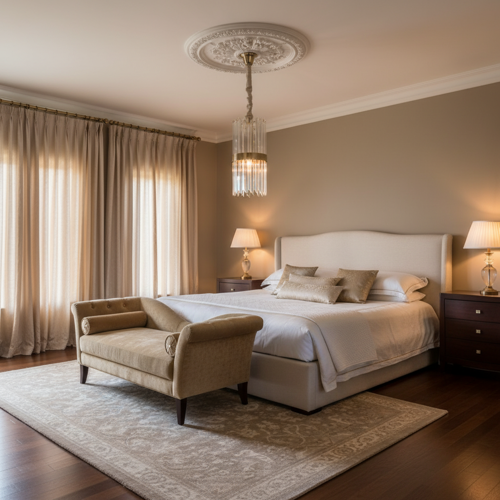 Riviko Radiant Prism Crystal Pendant - luxurious American master suite