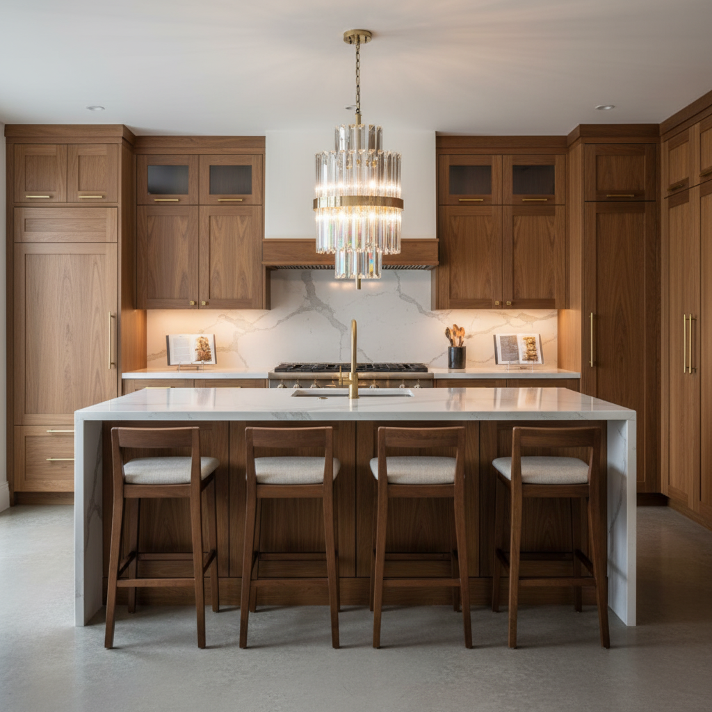 Riviko Radiant Crystal Bar Pendant Light - upscale American kitchen