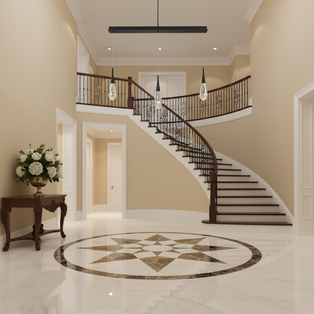 Riviko Radiant Cascade Linear LED Multi Pendant - elegant American foyer with soaring ceiling