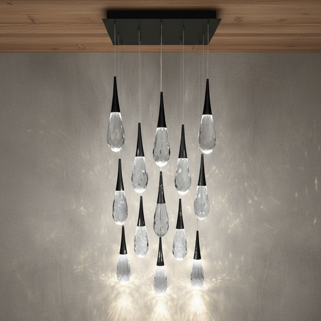 Riviko Radiant Cascade Square LED Multi Pendant - Background Shot