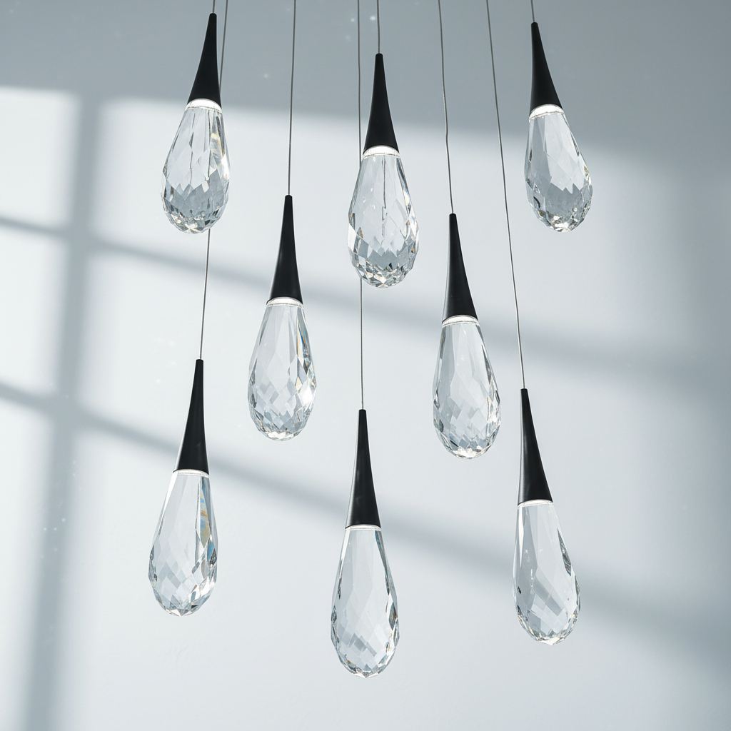 Riviko Radiant Cascade Square LED Multi Pendant - Background Shot