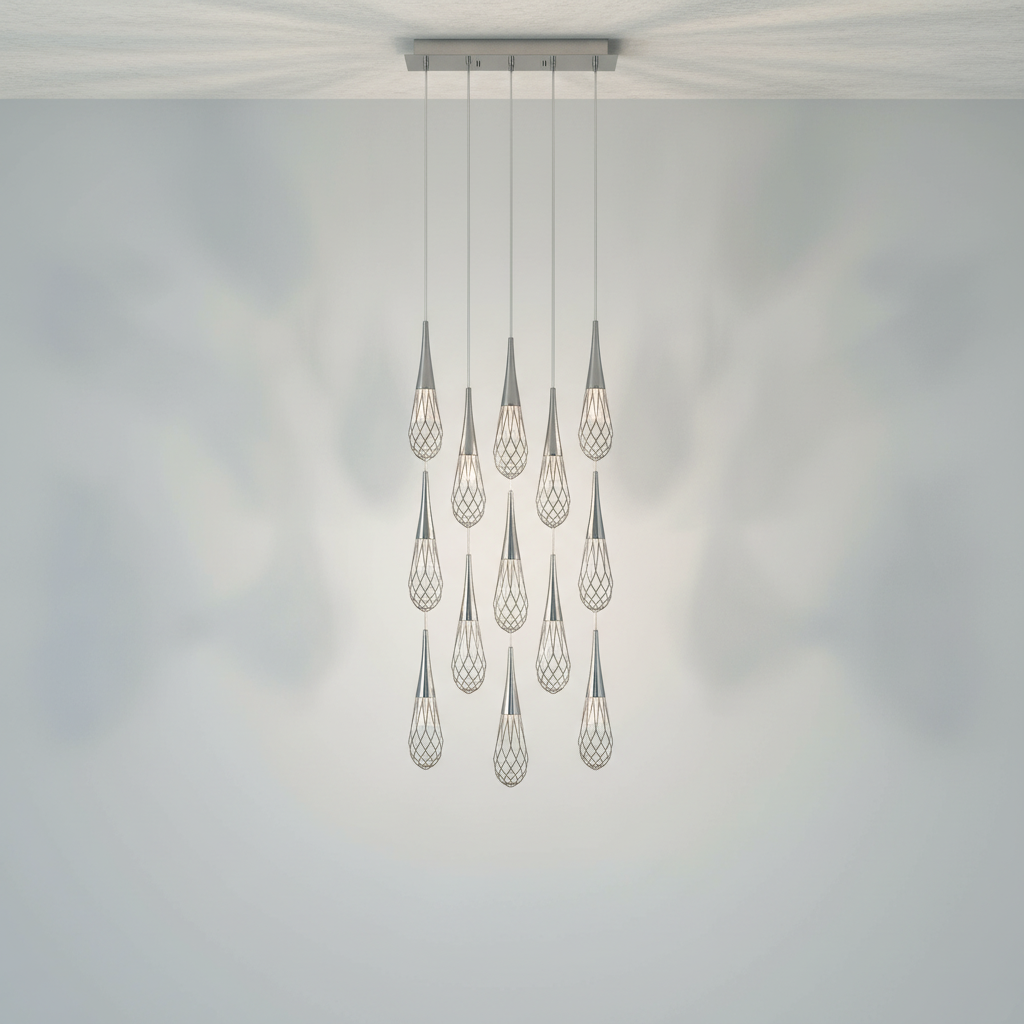 Riviko Radiant Cascade Square LED Multi Pendant - Background Shot