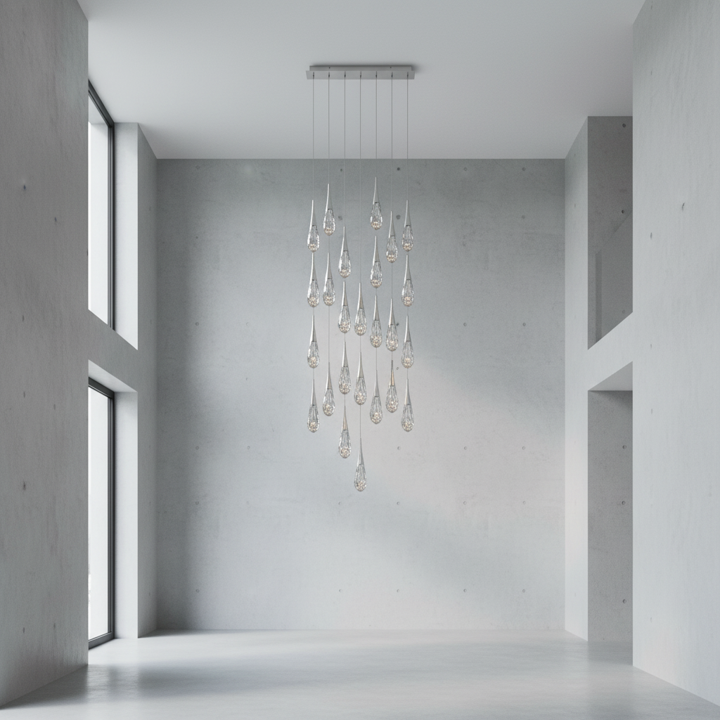 Riviko Radiant Cascade Square LED Multi Pendant - Background Shot