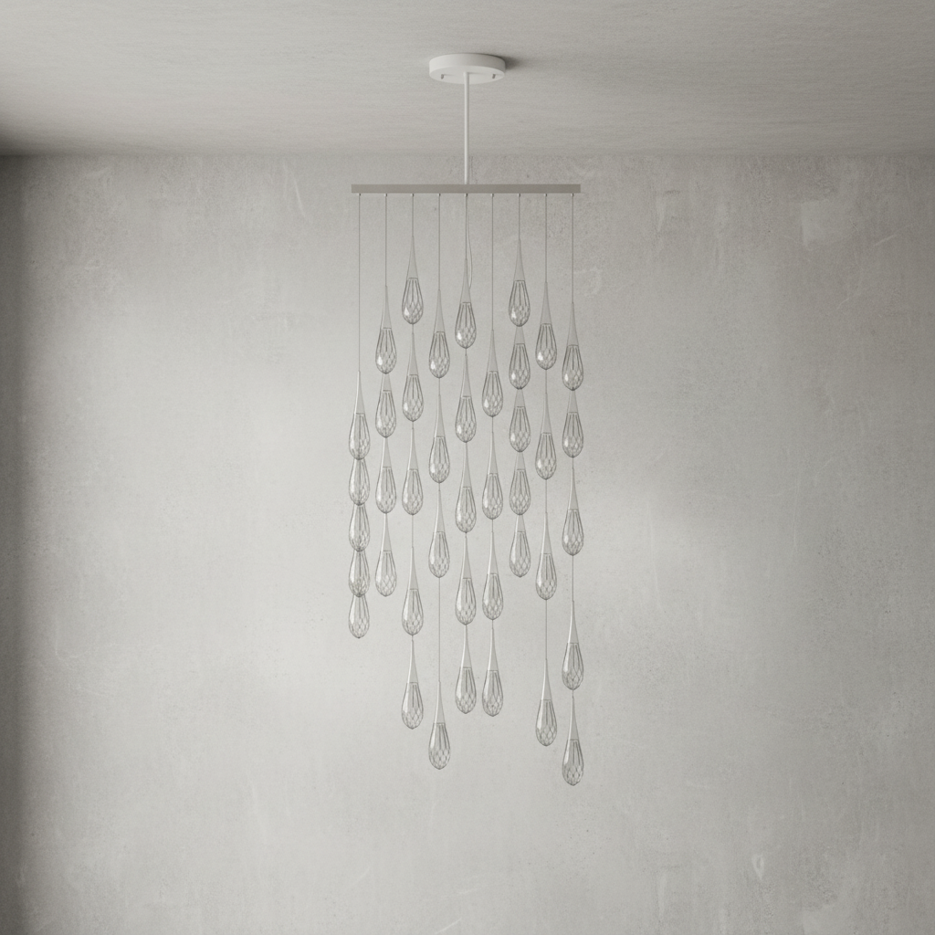 Riviko Radiant Cascade Square LED Multi Pendant - Background Shot