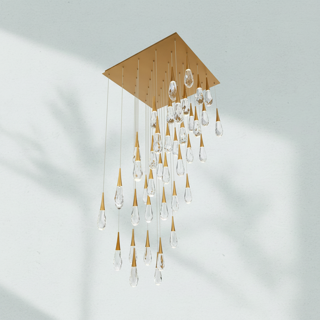 Riviko Radiant Cascade Square LED Multi Pendant - Background Shot