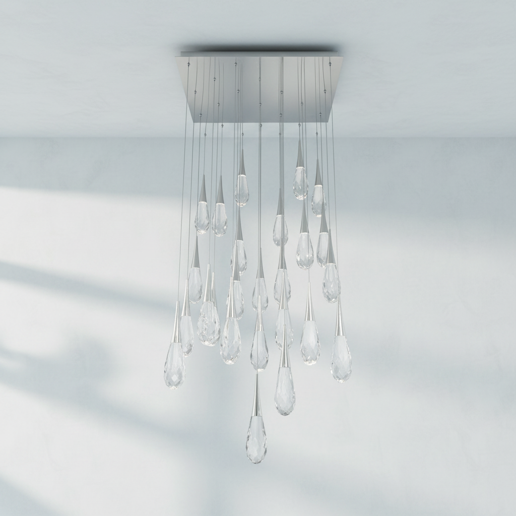 Riviko Radiant Cascade Square LED Multi Pendant - Background Shot
