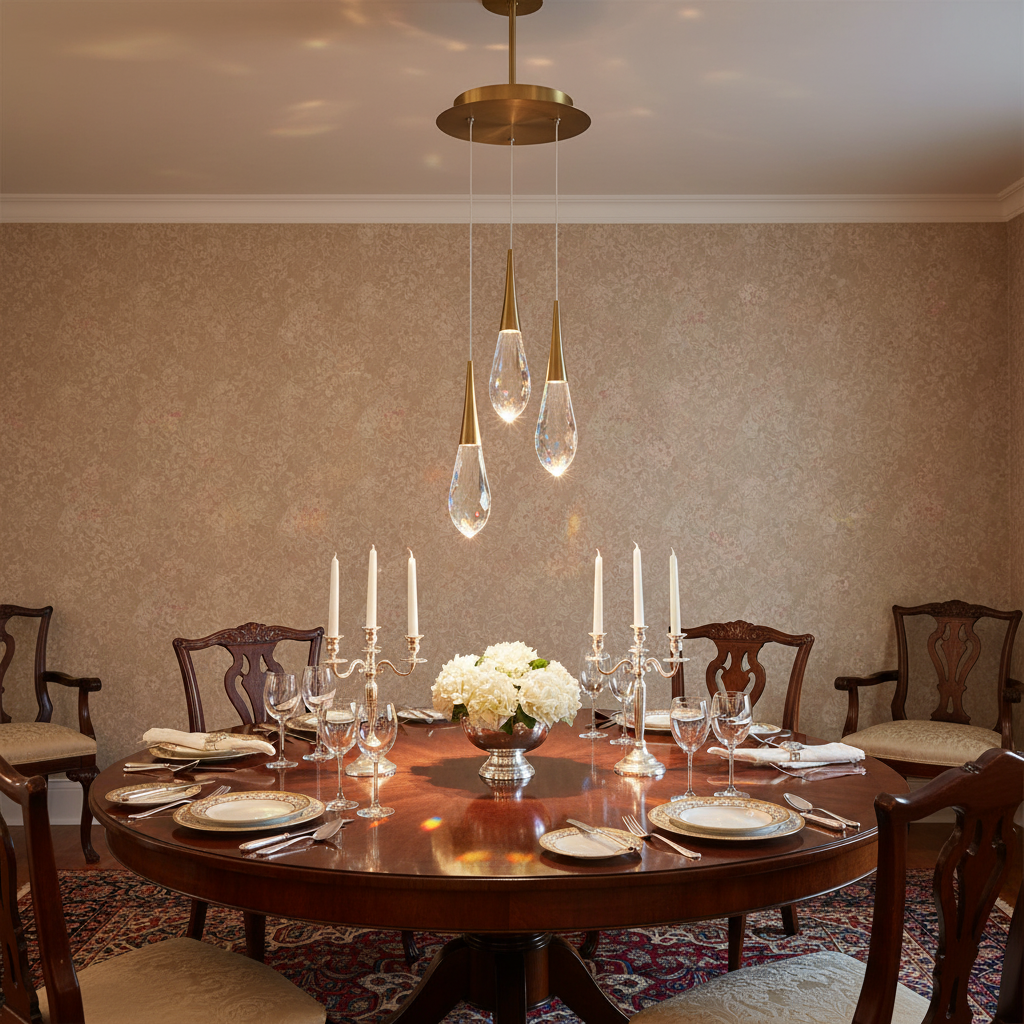 Riviko Hibiscus LED Multi Light Pendant Light - formal American dining room