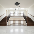 Riviko Hibiscus Square LED Multi Pendant Light - dramatic American stairwell with three-story void