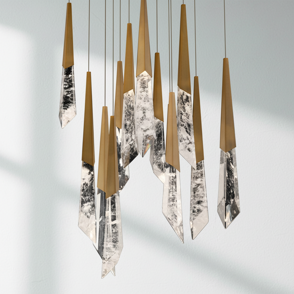Riviko Radiant Prism Square LED Multi Pendant Light - Background Shot